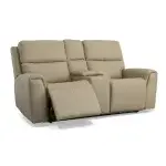 Jarvis Parchment Leather Power Reclining Loveseat with Console & Power Headrests - Image 4