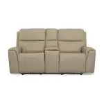 Jarvis Parchment Leather Power Reclining Loveseat with Console & Power Headrests - Image 2
